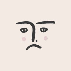 Line art face portrait. Trendy print for clothes, textile and other
