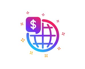 World money icon. Global markets sign. Internet payments symbol. Dynamic shapes. Gradient design world money icon. Classic style. Vector