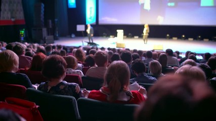 seminar audience from stage, business people conference meeting congress coach speaker group businessman forum training studying seminar, speech person about management economics politics problem 4 K