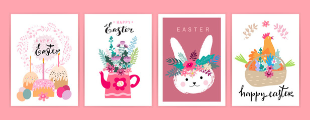 Fototapeta na wymiar Happy Easter set cards3