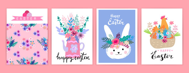 Fototapeta na wymiar Happy Easter set cards4