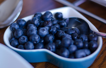 Blueberries in group in a small bowl