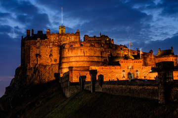 Fototapeta premium Beautiful medieval castle blackrock in Edinburg Scotland, Delightful sunset.​