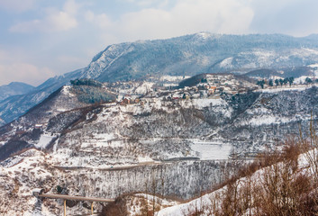 The panoramic landscape of the canyon of the Miljacka river near Sarajevo, Bosnia and Herzegovina