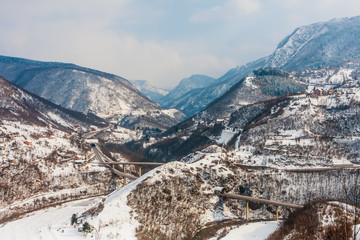 The panoramic landscape of the canyon of the Miljacka river near Sarajevo, Bosnia and Herzegovina