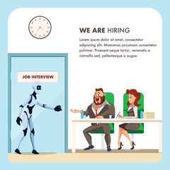 Robot and People make Conversation Job Interview