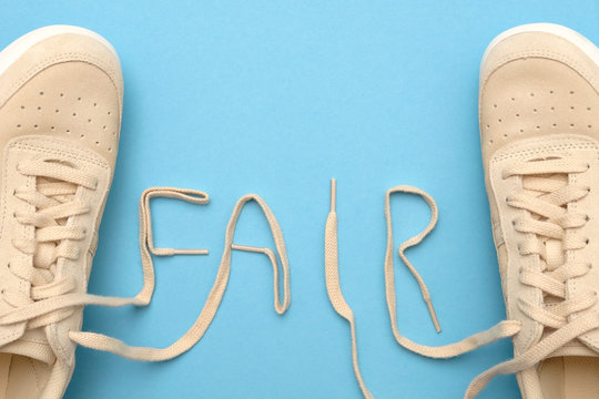 Women Sneakers With Laces In Fair Text.