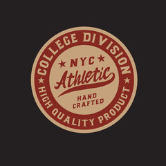 Athletic. Classic retro badge. Script and serif font. Handmade logo and font. Old school.