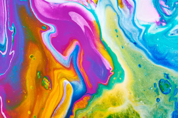 Fluid Art. Abstract colorful background, wallpaper. Mixing  paints. Modern art. Marble texture