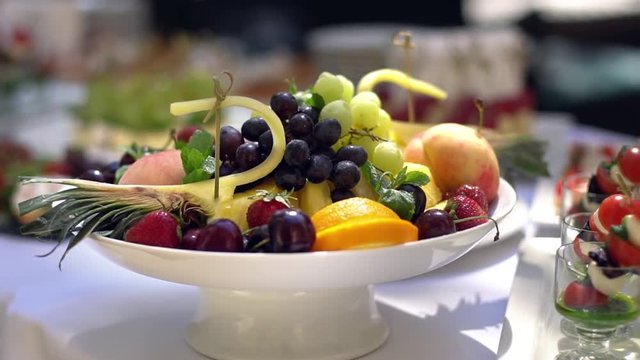 Fruit plate, catering. Beautiful and tasty.