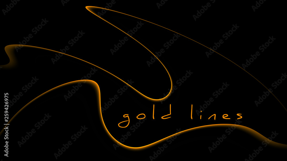 Leinwandbilder Minimal background with thin gold lines on a black. Vector graphics