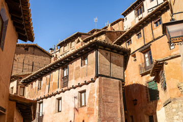 Fototapeta na wymiar typical architecture in Albarracin town, province of Teruel, Aragon, Spain