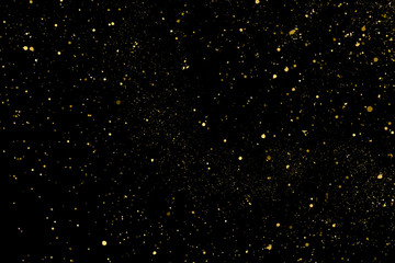 Gold Glitter Texture Isolated On Black. Amber Particles Color. Celebratory Background. Golden Explosion Of Confetti. Design Element. Digitally Generated Image. Vector Illustration, Eps 10.