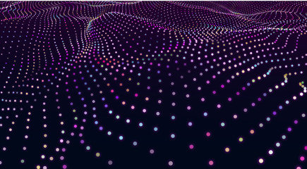 Abstract digital background with surface of led purple lights, network texture.