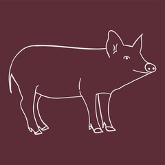 Contour pig in doodle style.