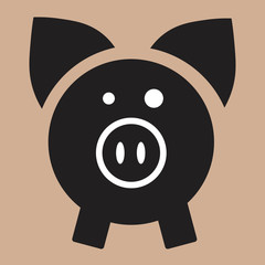 Pig icon in flat style.