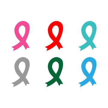 Set of ribbon awareness. Vector illustration.