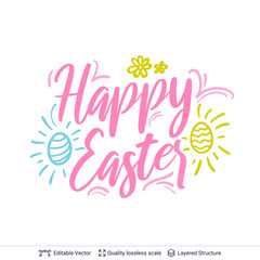 Obraz premium Happy Easter greeting text composition.