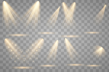 Bright lighting with spotlights.