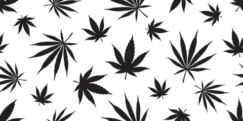 Marijuana weed seamless pattern vector cannabis leaf repeat wallpaper tile background scarf isolated white - obrazy, fototapety, plakaty