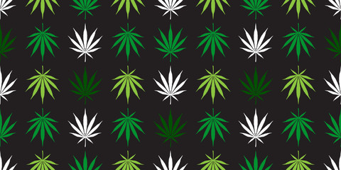 Marijuana seamless pattern vector cannabis weed leaf repeat wallpaper tile background scarf isolated plant