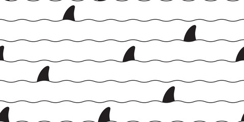 Shark fin Seamless pattern vector dolphin whale fish scarf isolated whale ocean sea repeat wallpaper tile background cartoon doodle illustration © CNuisin