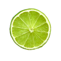Lime slice. Juicy slice of lime. Ripe green lime citrus fruit.