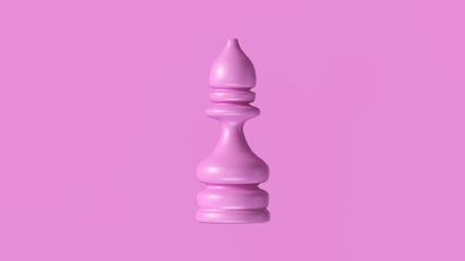 Pink Chess Bishop Piece 3d illustration 3d rendering