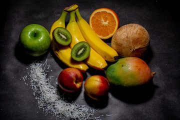 Fruits on a black background