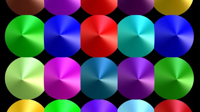 Multicolored group of cones, 3d animation, cone group moving, color changing, cheerful vivid colors, flexible shapes, vfx video, 3d render in full HD quality