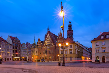 Fototapeta na wymiar City hall on Market Square in Wroclaw, Poland