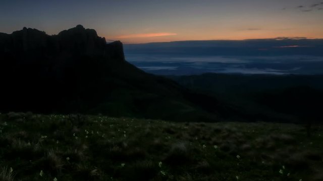 Sunrise on the Big Thach Mountain, Republic of Adygea, Russia. Full HD
