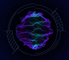 Sphere from particles wave nodes. 3d sea flow.
