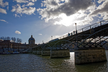 Fototapeta na wymiar Paris, France - March 11, 2019: Pont des arts in Paris named lovers bridge