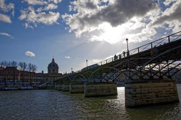 Fototapeta premium Paris, France - March 11, 2019: Pont des arts in Paris named lovers bridge