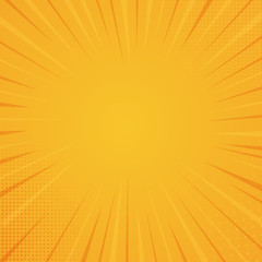 Comic book style background, halftone print texture. Vector illustration on orange background