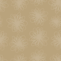 Earth tone subtle flower texture seamless vector background. Repeating pattern of abstract florals in brown hues. Foliage backdrop for fabric, page fill, web backgrounds, home decor, surface design