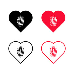 Thumbprint on the heart. Marked like in social networks. Set of icons. Vector. eps 8