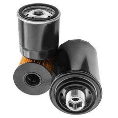 car oil filters on a white background