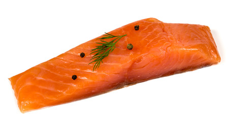 Red fish. Raw salmon fillet isolate on white background.