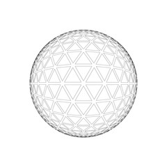 The tetrahedron from triangles on white background. Polygon grid. 3D. Vector illustration.
