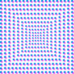 Anaglyph effect.Symmetrical geometric background of squares. Blue and lilac.