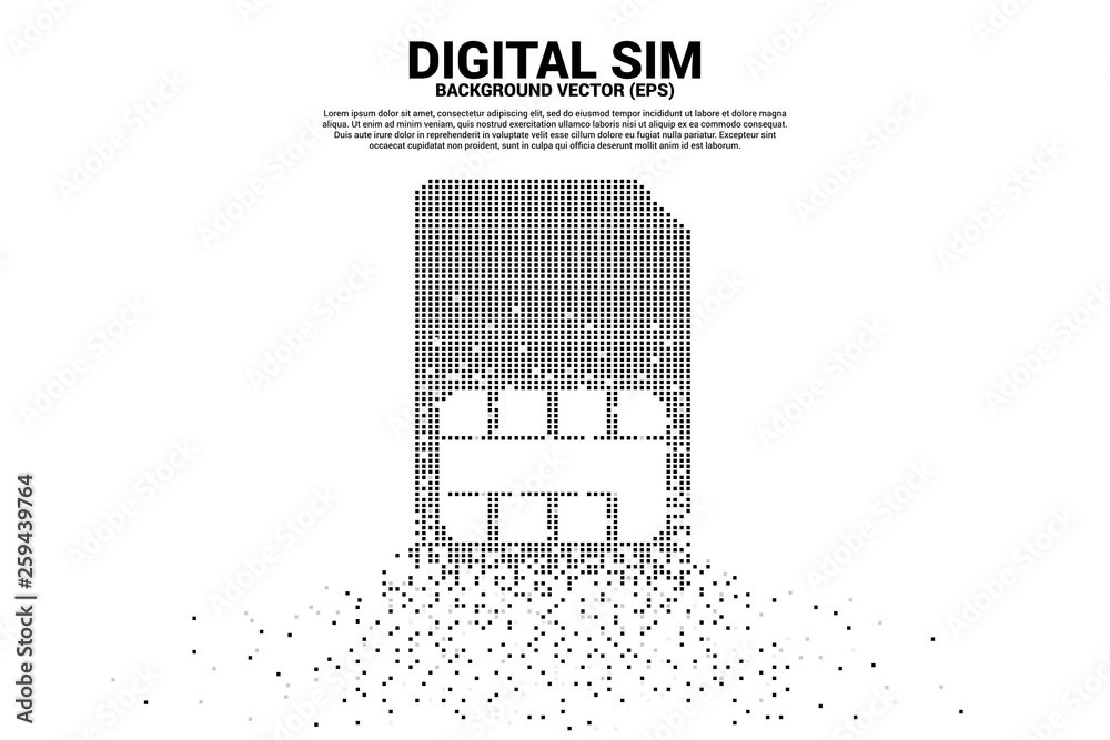 Aufkleber sim card icon from small square pixel. Concept for mobile digital telecom technology and network.
