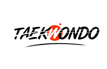 taekwondo word text logo icon with red circle design - obrazy, fototapety, plakaty