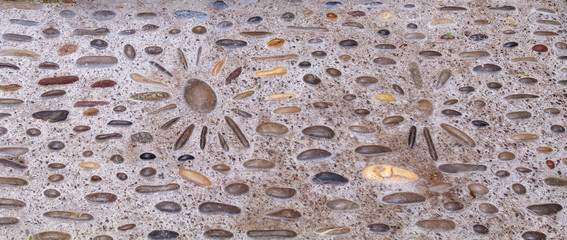 old pebble flower mosaic