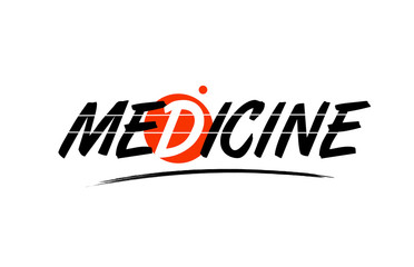 medicine word text logo icon with red circle design