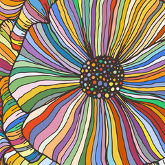 Vector doodle outline abstract ornamental flowers stripe background