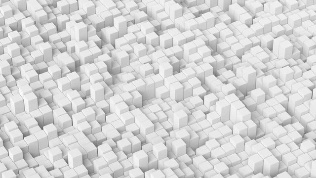Abstract white 3d cubes animation modern cubic surface seamless loop grid block moving up and down
