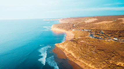 Aerial Perspective of Waves and Coastline of Great Ocean Road Australia