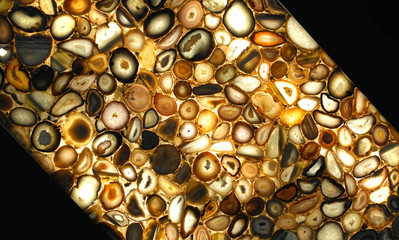 Yellow transparent agate stone wall